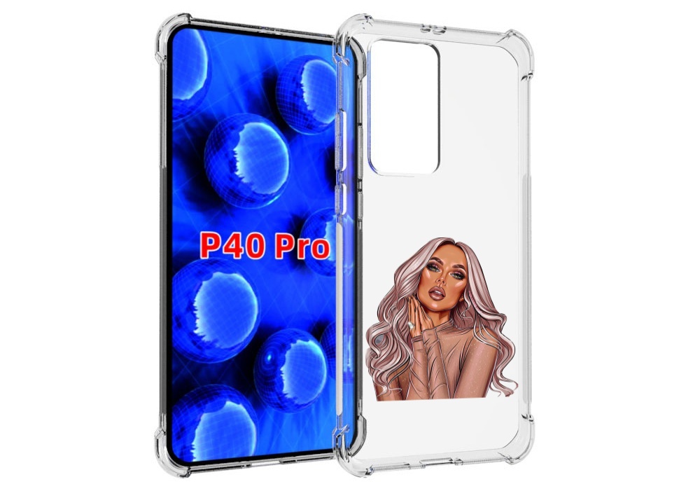 Чехол MyPads девушка-в-коричневых-оттенках для Huawei P40 Pro противоударный
