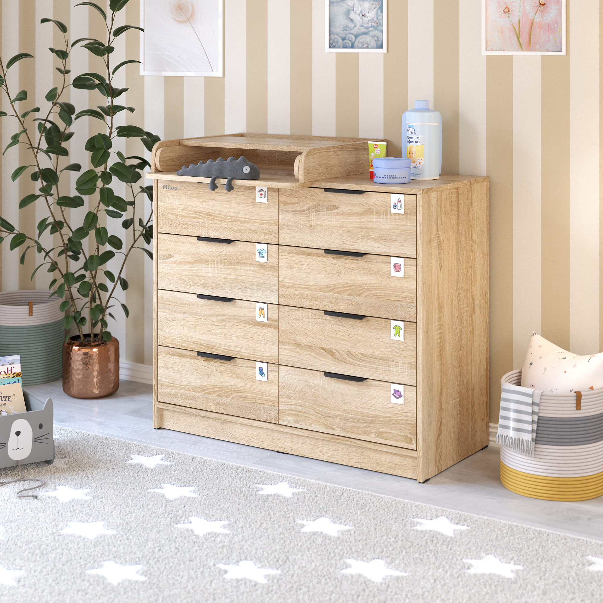 

Комод Pituso Kids Optimum 8 ящ Дуб сонома, Optimum