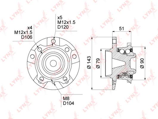 

Ступица передняя в сборе с abs подходит для bmw 5e60/61 2.0-5.0 03-10 / 6e63/64 3.0-