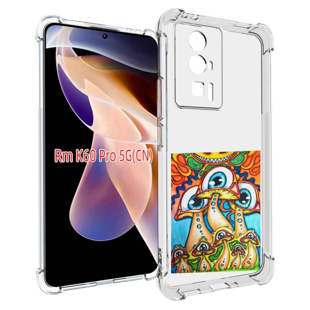 Чехол MyPads грибы с глазами для Xiaomi Redmi K60 Pro