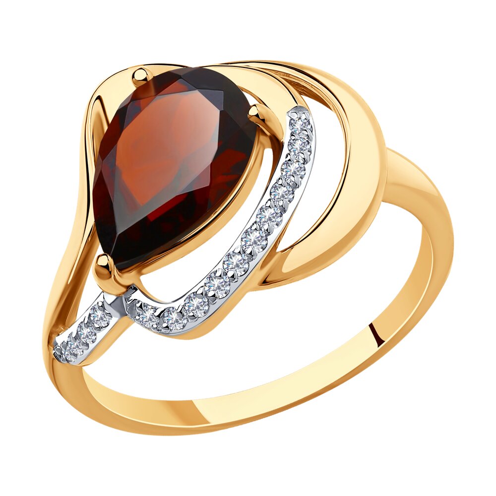 

Кольцо из золота р. , Diamant 51-310-00921-2, фианит\гранат, 51-310-00921-2