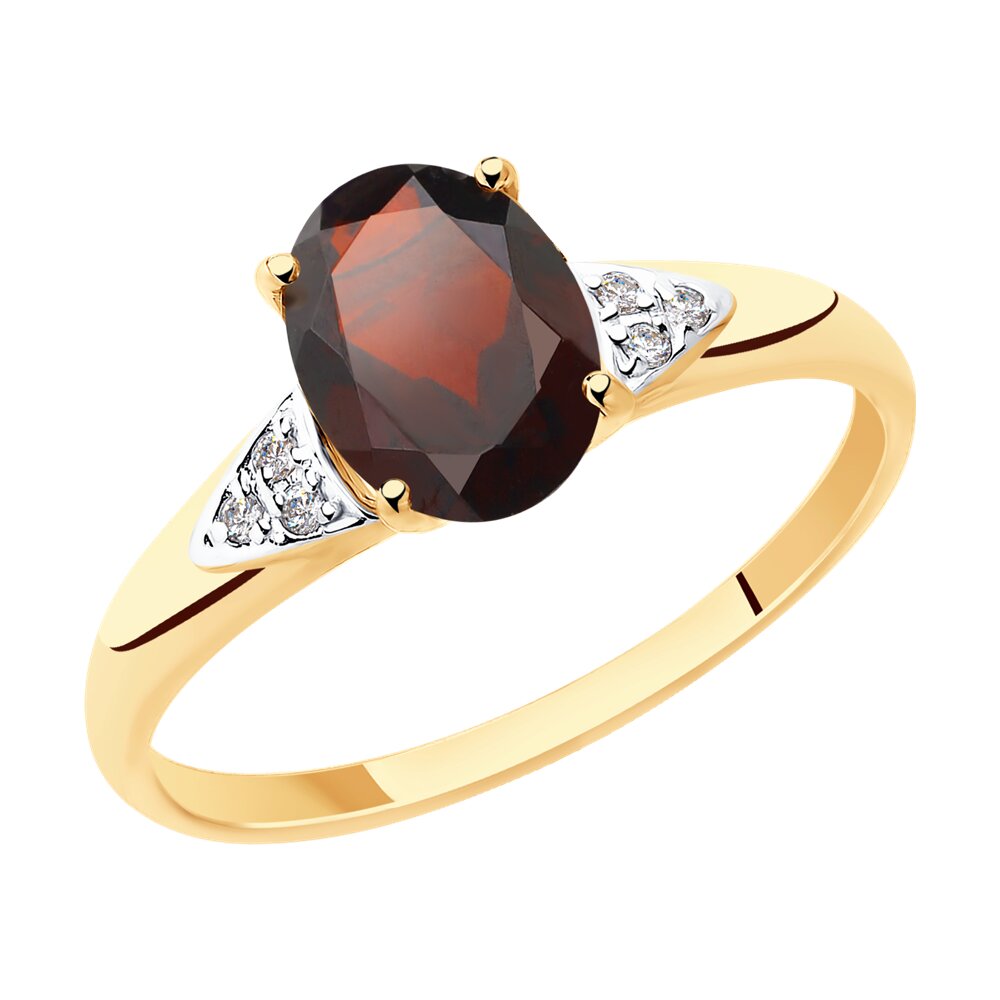 

Кольцо из красного золота р. , Diamant 51-310-00216-2, фианит/гранат, 51-310-00216-2
