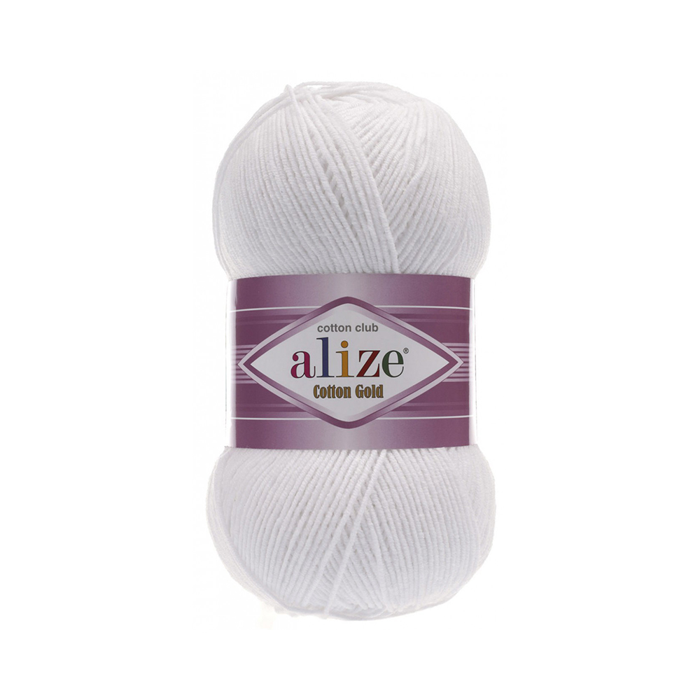 

Пряжа Alize Cotton Gold (Коттон Голд) - 5 шт Цвет: 55 белый 55% хлопок, 45% акрил 100г ...