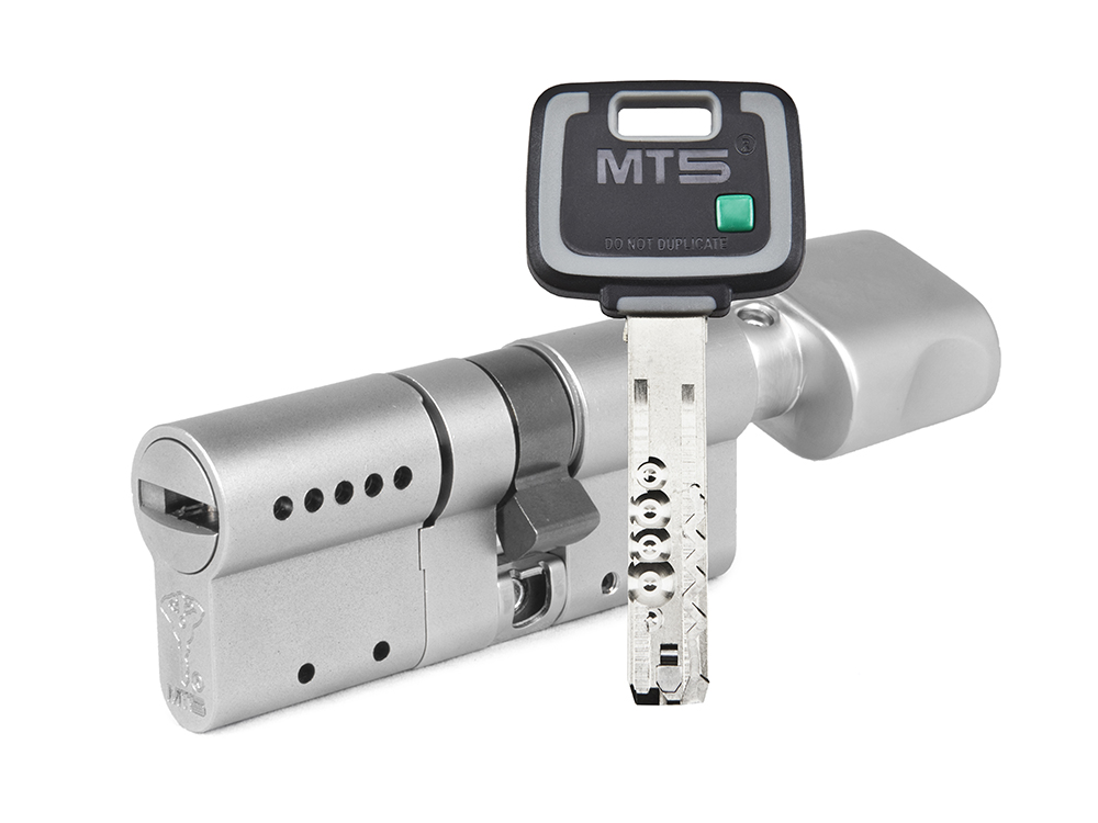 

Цилиндр Mul-t-Lock MT5+ ключ-вертушка (размер 60х45 мм) - Никель, Флажок (3 ключа), Серебристый