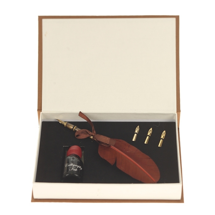 

Набор: перьевая ручка сменные перья (3 шт.) чернильница (20 ml) L23 W16 H4 см KSM-557003
