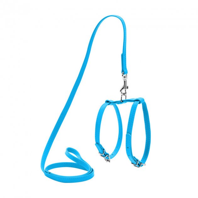 

Шлейка для кошек Collar Glamour натуральная кожа, голубой шея 25-33 см, грудь 35-43 см