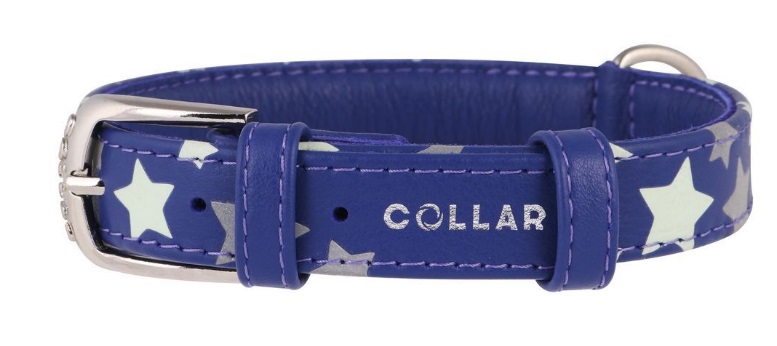 фото Ошейник для собак collar с узором звёздочка 12 мм фиолетовый длина 19-25 см