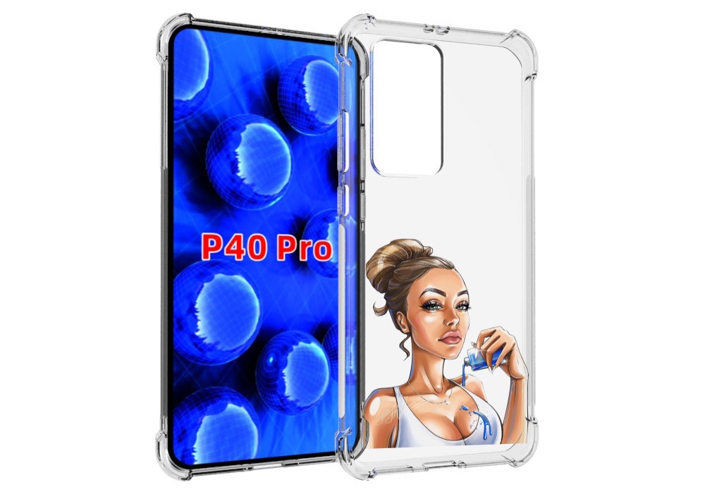 

Чехол MyPads девушка-пролила-краску женский для Huawei P40 Pro противоударный, Прозрачный, Tocco