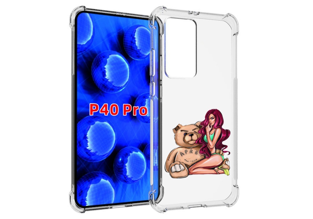 

Чехол MyPads девушка-с-большим-плюшевым-мишкой для Huawei P40 Pro противоударный, Прозрачный, Tocco