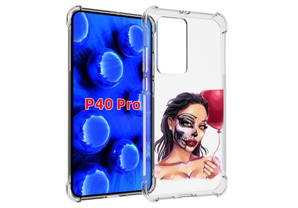 Чехол MyPads девушка-с-гримом женский для Huawei P40 Pro противоударный