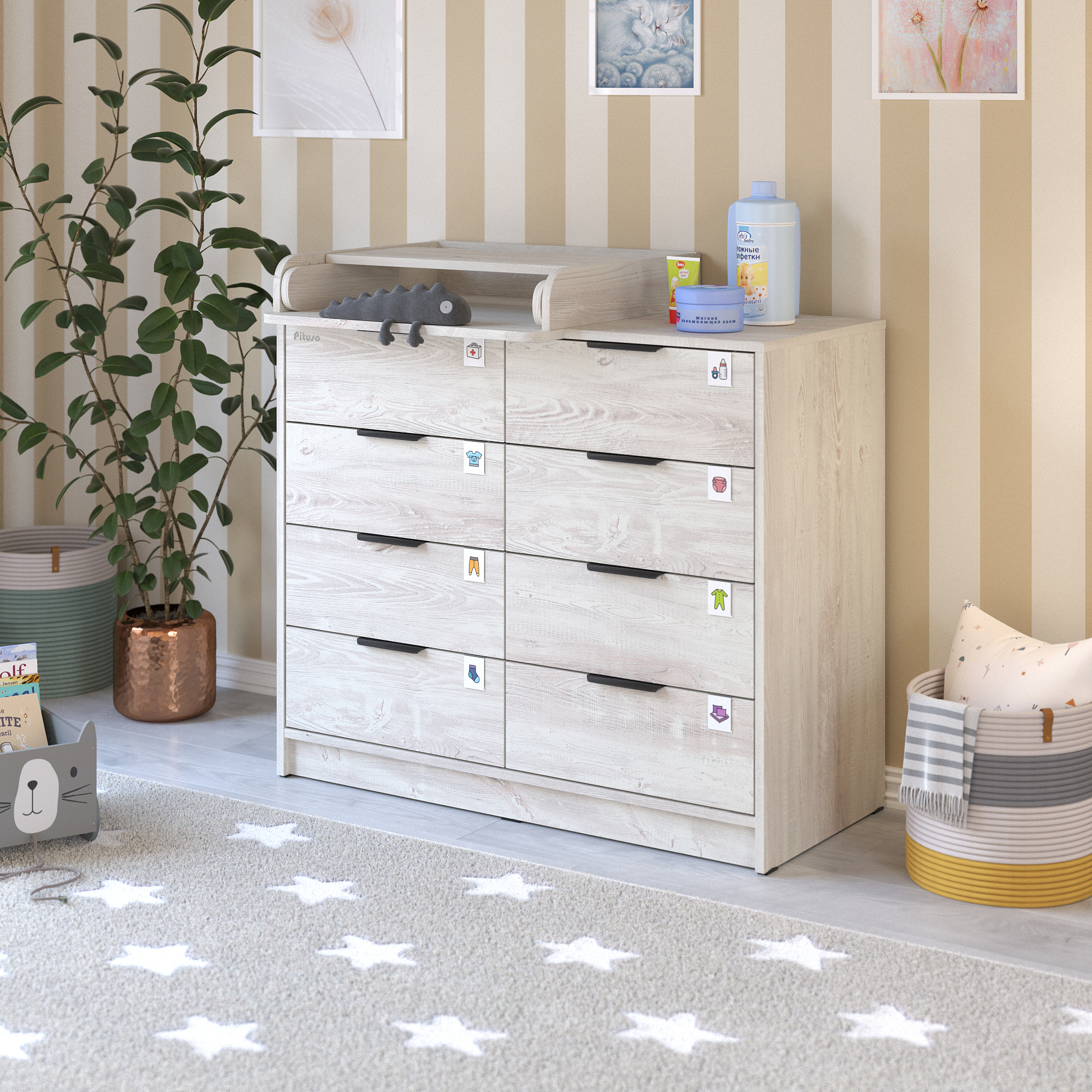 

Комод Pituso Kids Optimum 8 ящ Сосна касцина, Optimum