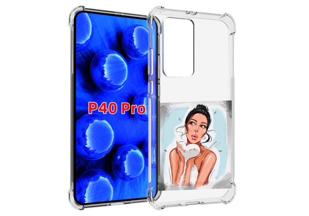 Чехол MyPads девушка-с-пеной женский для Huawei P40 Pro противоударный