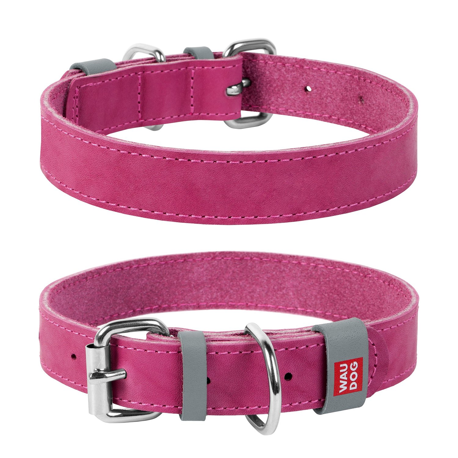 фото Ошейник для собак collar waudog classic повседневный, кожа, розовый, обхват шеи 21-29 см