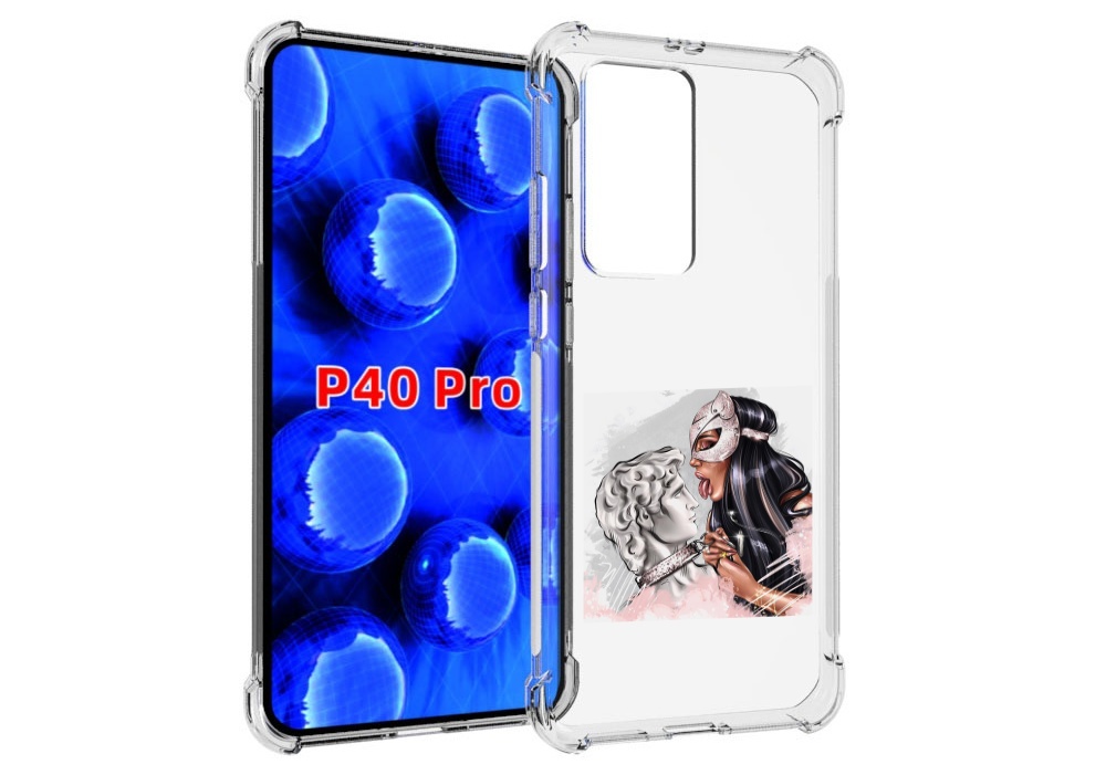 

Чехол MyPads девушка-флирт женский для Huawei P40 Pro противоударный, Прозрачный, Tocco