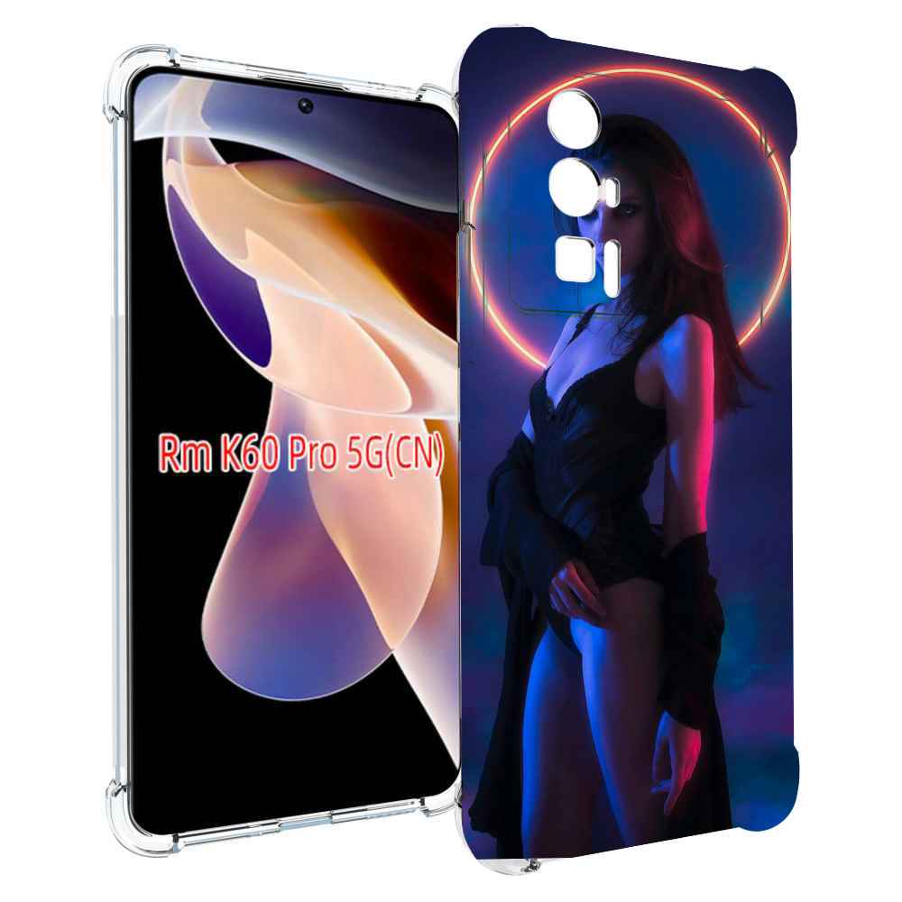 Чехол MyPads девушка с неоновым кругом женский для Xiaomi Redmi K60 Pro