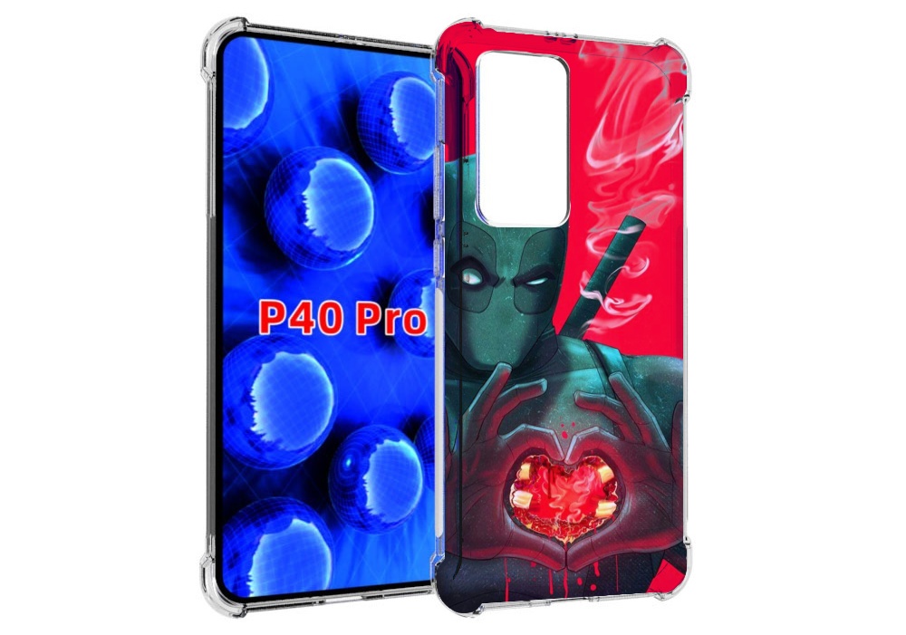 Чехол MyPads дедпул-в-сердце для Huawei P40 Pro противоударный