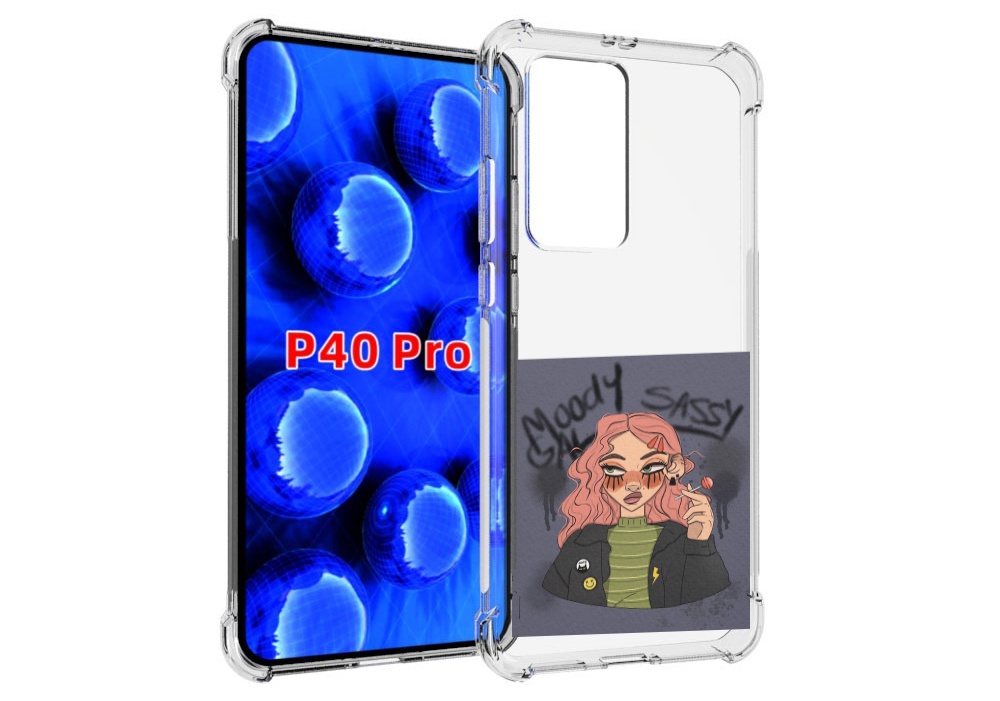 Чехол MyPads дерзкое-настроение женский для Huawei P40 Pro противоударный