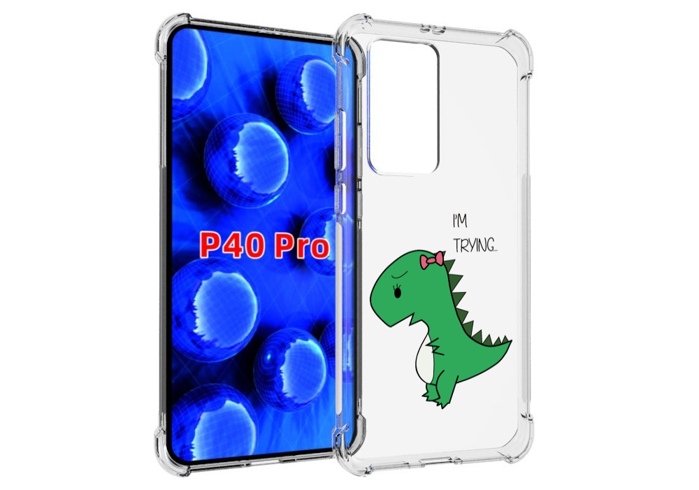 

Чехол MyPads динозаврик-девочка для Huawei P40 Pro противоударный, Прозрачный, Tocco