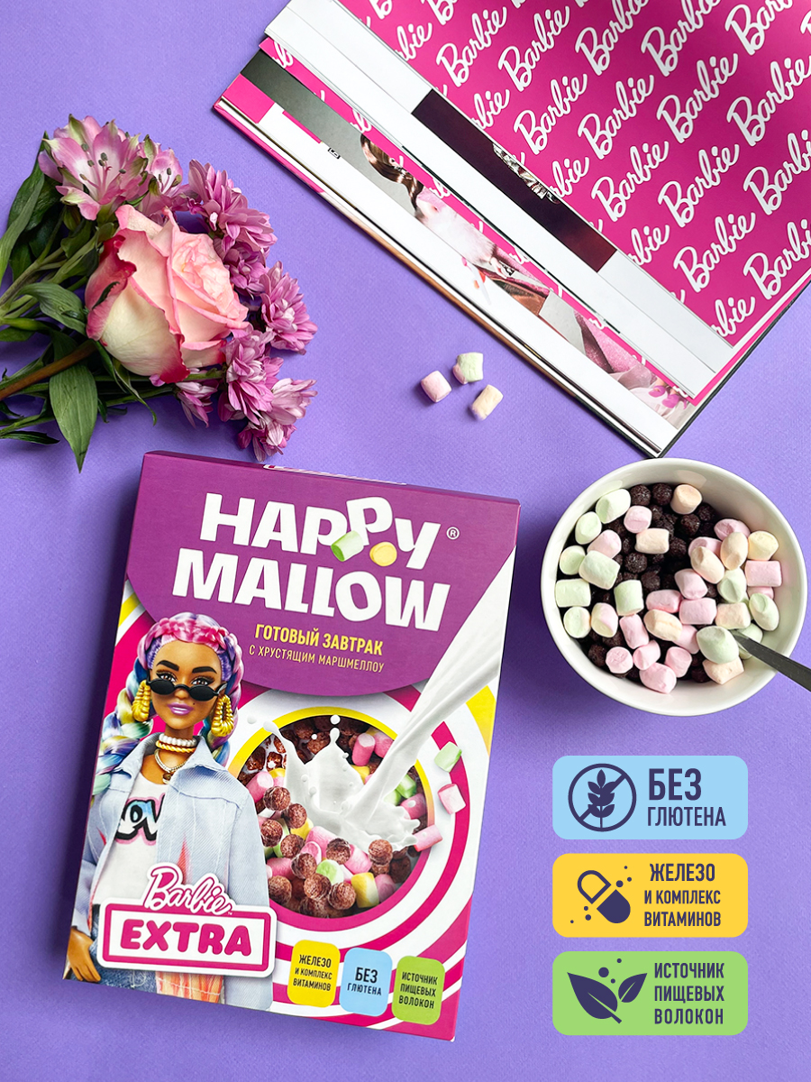 Сухой завтрак Happy Mallow Barbie extra с хрустящими маршмеллоу 240 г