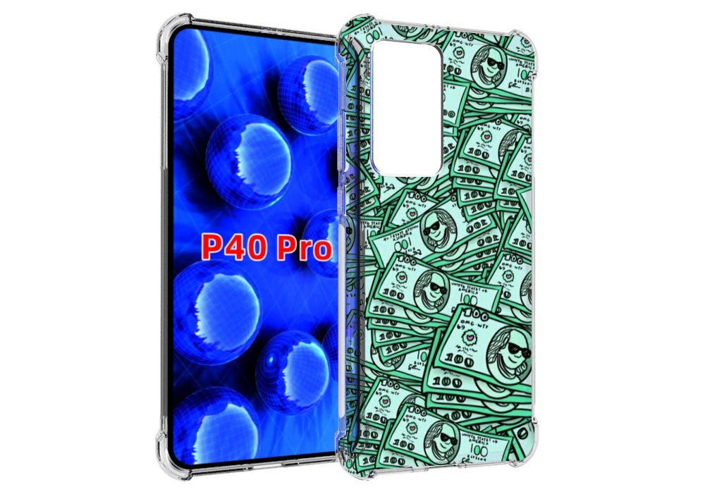 

Чехол MyPads доллары картинка для Huawei P40 Pro противоударный, Прозрачный, Tocco