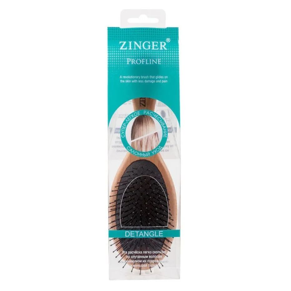 Расческа для волос Zinger Деревянная массажная с нейлоновыми зубьями