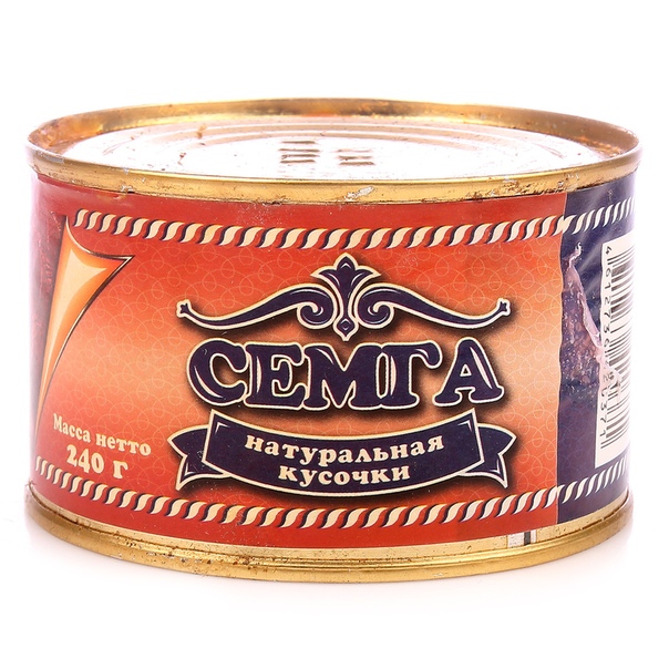 

Семга натуральная кусочки " Пищевик " 240 гр., 100788
