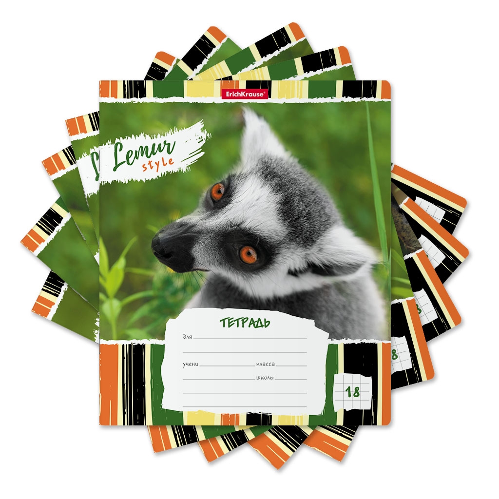 

Тетрадь школьная ученическая ErichKrause Lemur Style; 18 листов; клетка