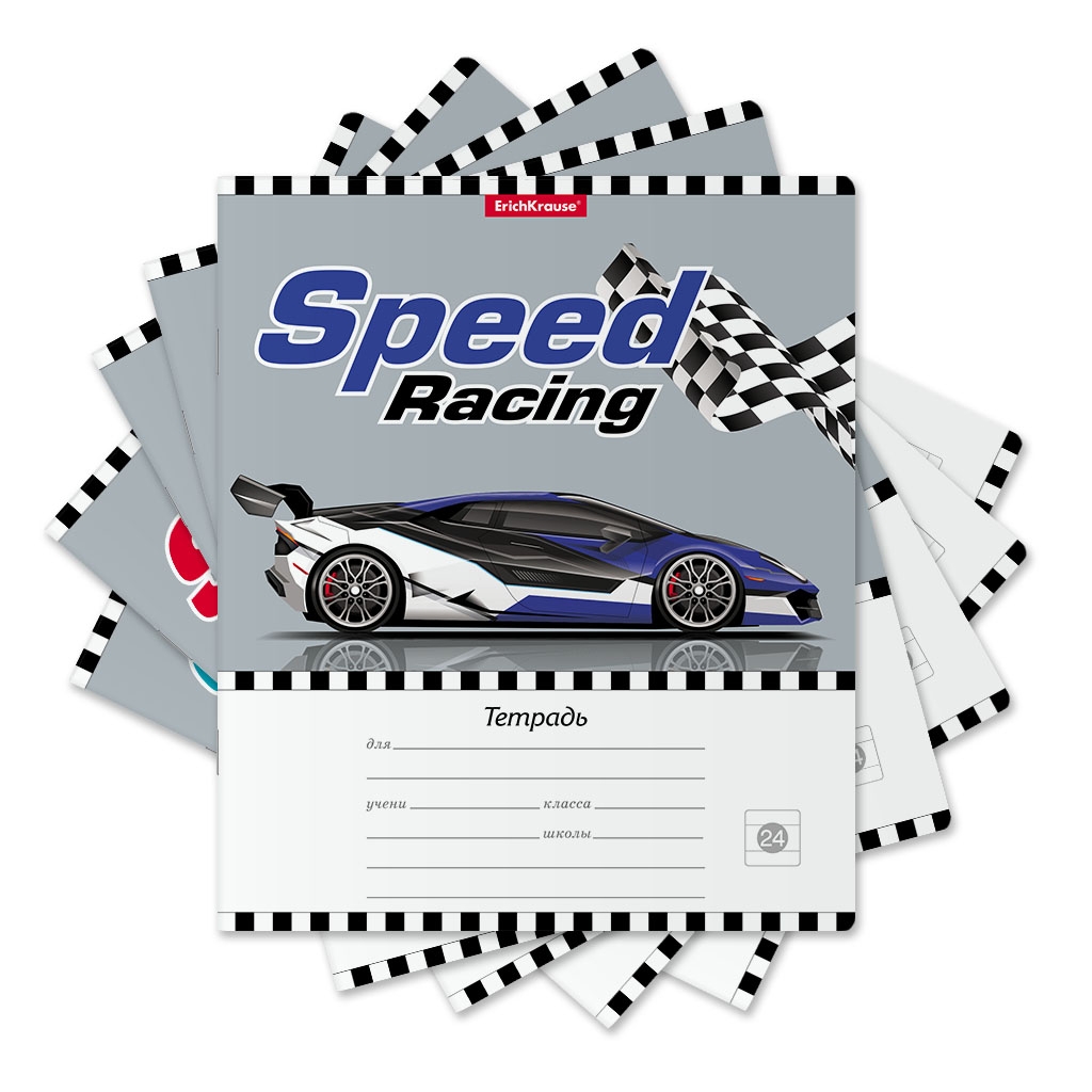 

Тетрадь школьная ErichKrause 024010154-49236 Speed racing линейка 24 листа А5 1 шт, Speed racing