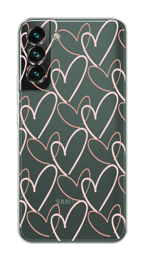 

Чехол на Samsung Galaxy S22 "Узор из сердечек", Розовый;бежевый, 2103850-6