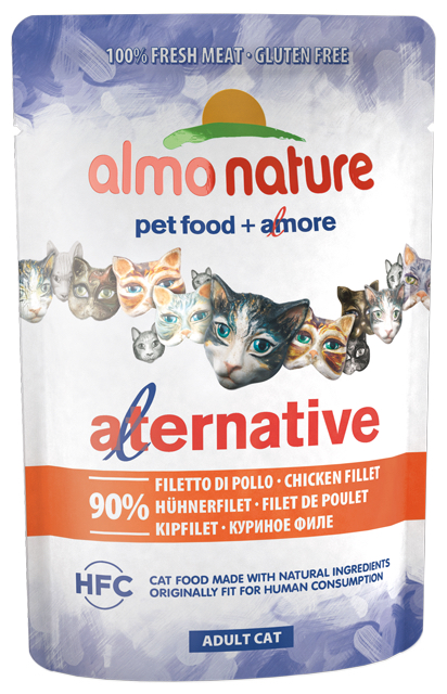 Влажный корм для кошек Almo Nature Adult Cat Sensitive Adult, курица, 24шт по 55г