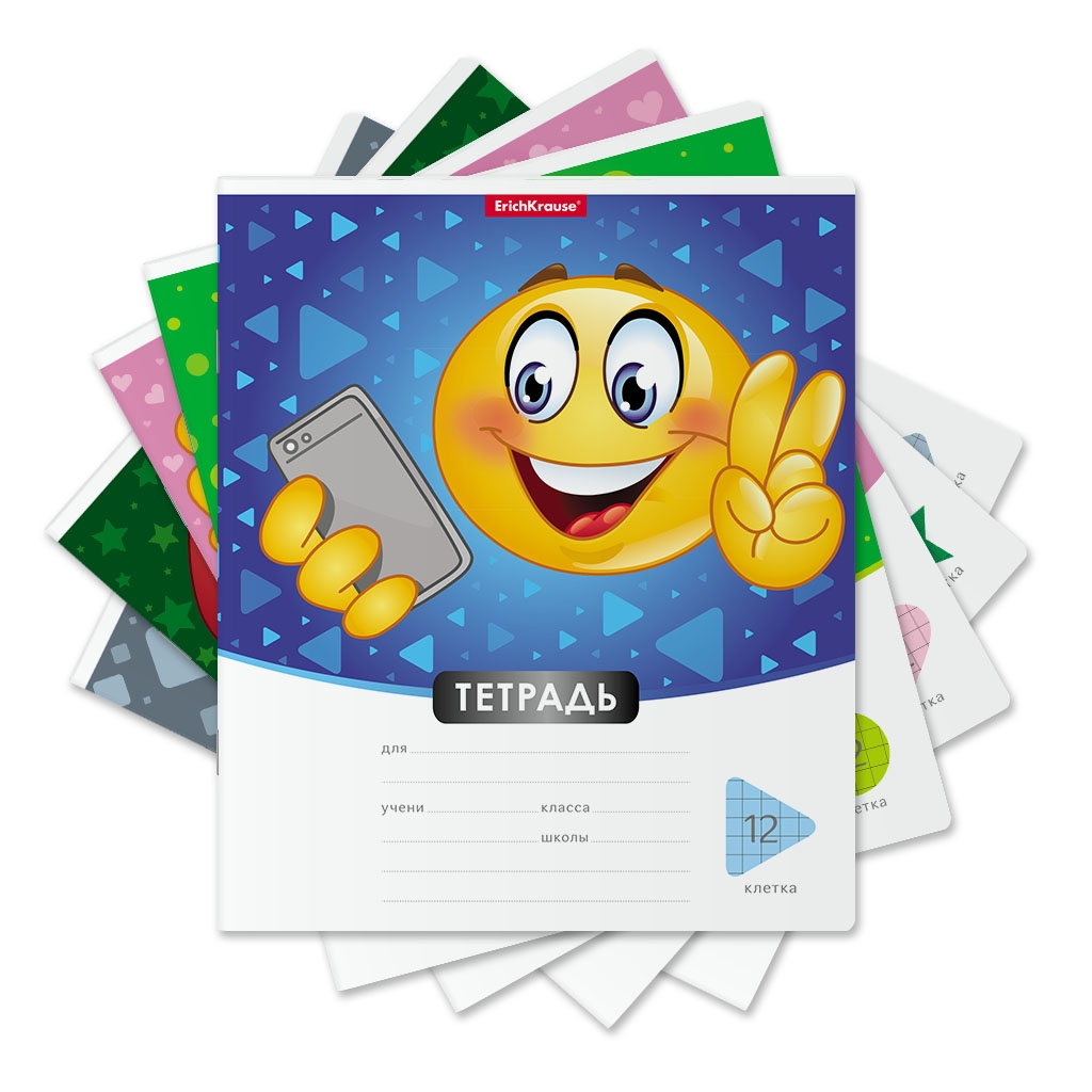 

Тетрадь школьная ErichKrause 012010154-48830 Смайлики клетка 12 листов А5 1 шт, Смайлики