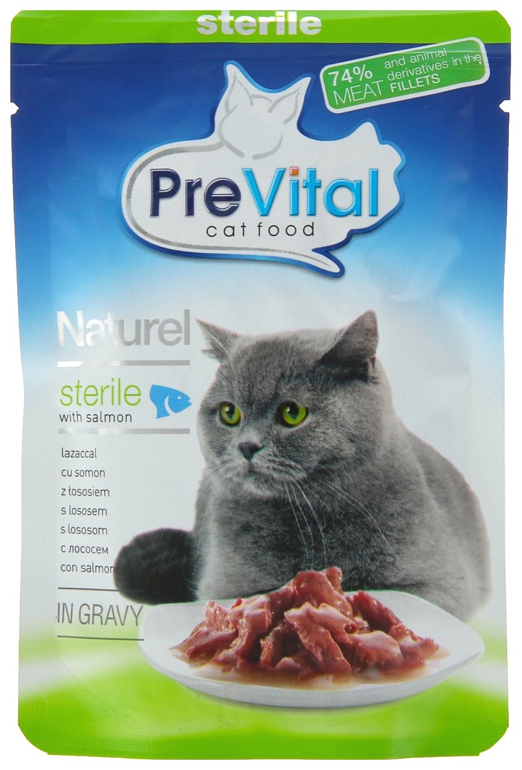 фото Влажный корм для кошек prevital sterile, лосось, 28шт, 85г