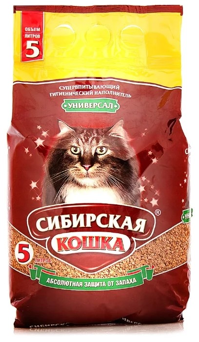 фото Впитывающий наполнитель для кошек сибирская кошка универсал бентонитовый, 3 кг, 5 л, 4 шт