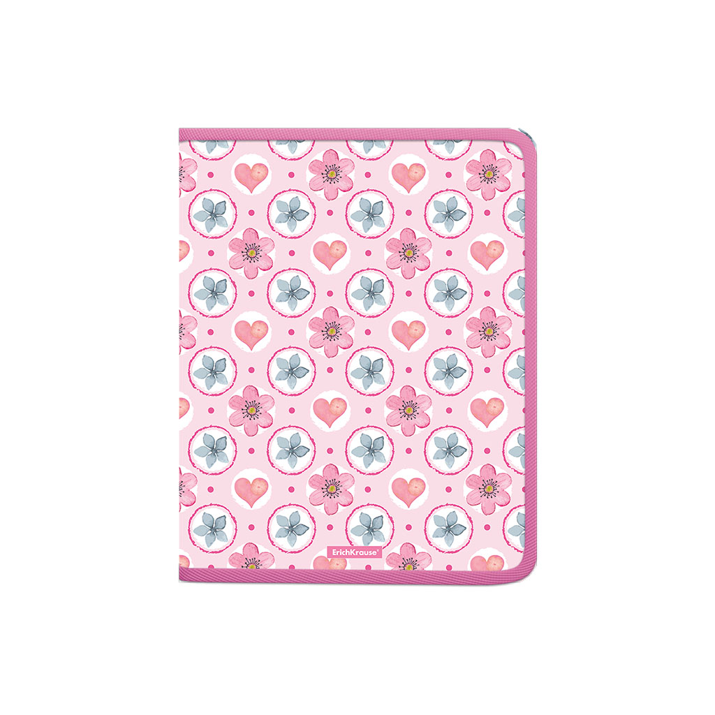 

Папка для тетрадей на молнии пластиковая ErichKrause Pink Flowers, A4+ (в пакете по 4 шт.)