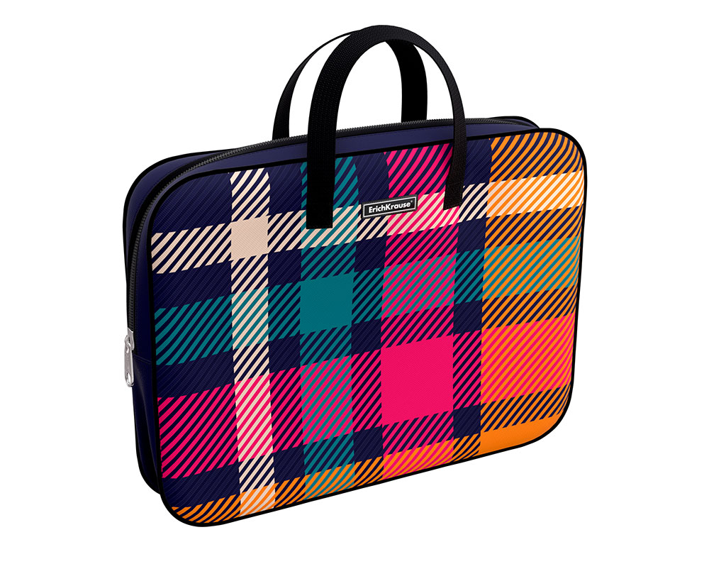 

Папка текстильная на молнии ErichKrause с ручками Tartan, A4+
