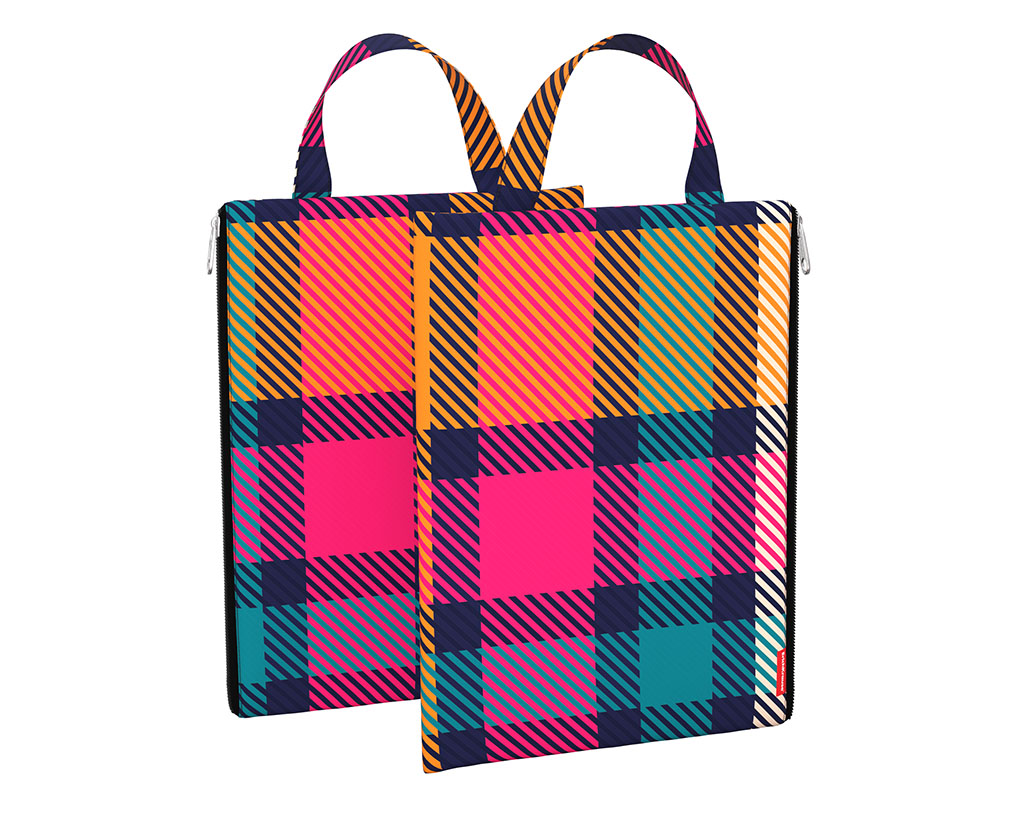 

Папка текстильная на молнии, вертикальная ErichKrause с ручкой Tartan, A4