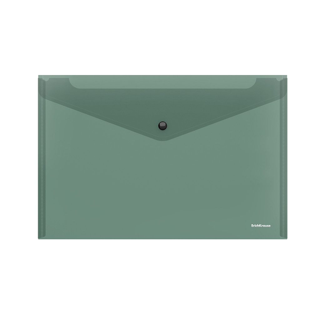 

Папка-конверт на кнопке пластиковая ErichKrause Glossy Classic, полупрозрачная, A4, зелены