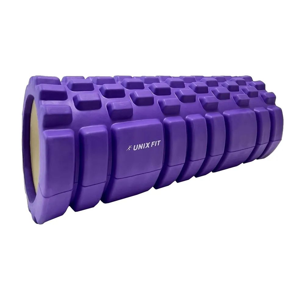 Ролик массажный UNIX Fit МФР ролл для фитнеса и йоги, 33 см, диаметр 13,5 см, фиолетовый
