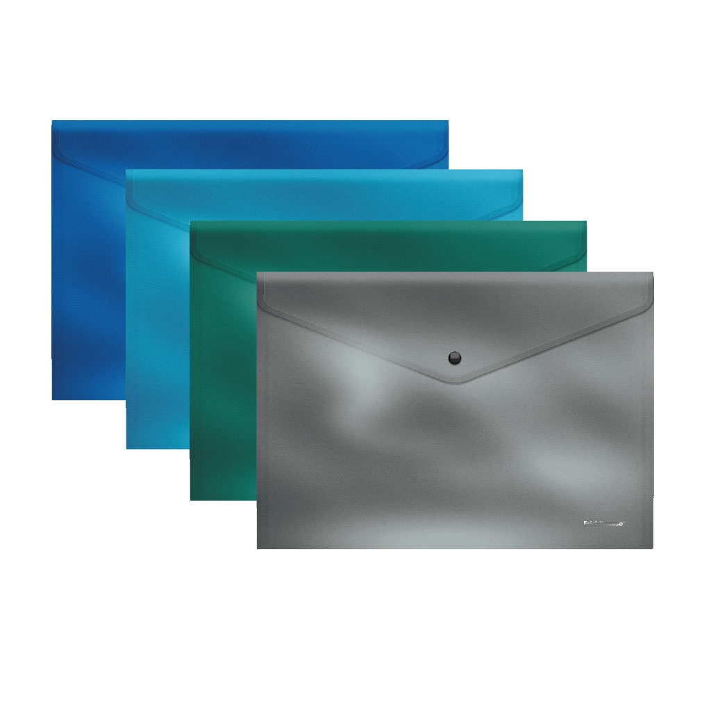 

Папка-конверт на кнопке пластиковая ErichKrause Glossy Ice Metallic, непрозрачная, FC ассо