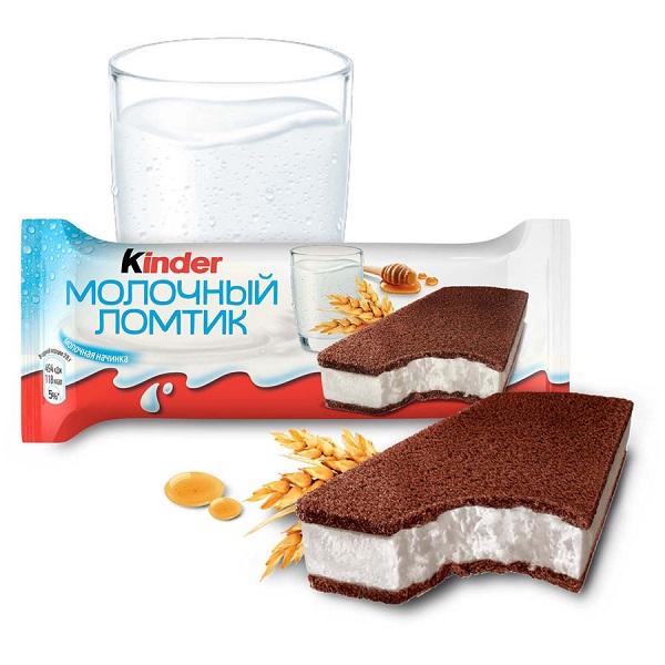 Пирожное Kinder Молочный ломтик бисквитное с молочной начинкой, 28 г