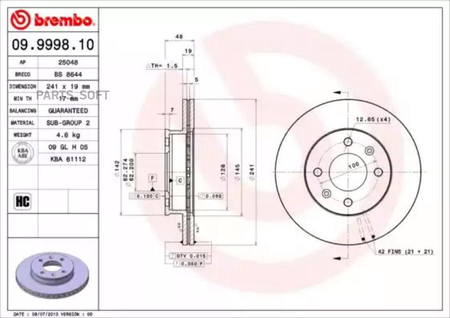 

Диск Тормозной Brembo 09999810