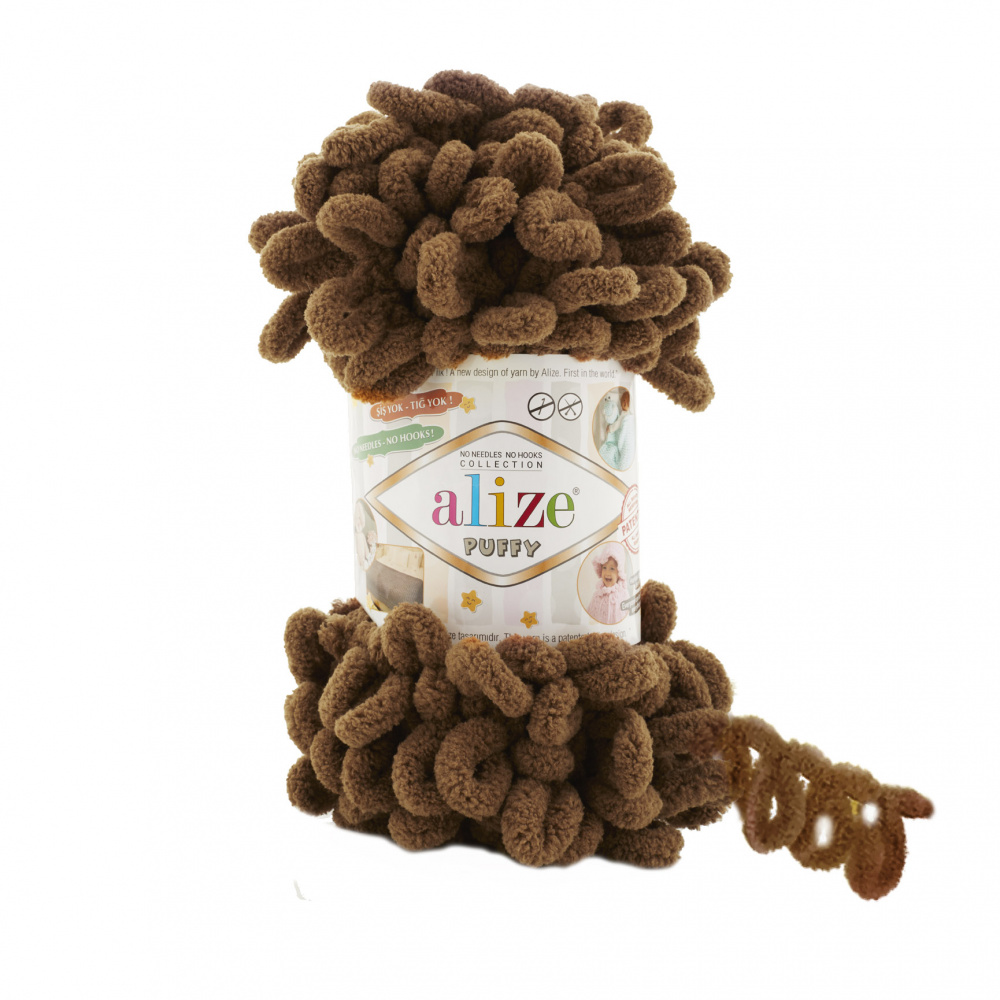 

Пряжа Alize Puffy (Пуффи) 321 мокка 100% микрополиэстер 100г 9м 5шт, Коричневый, Puffy
