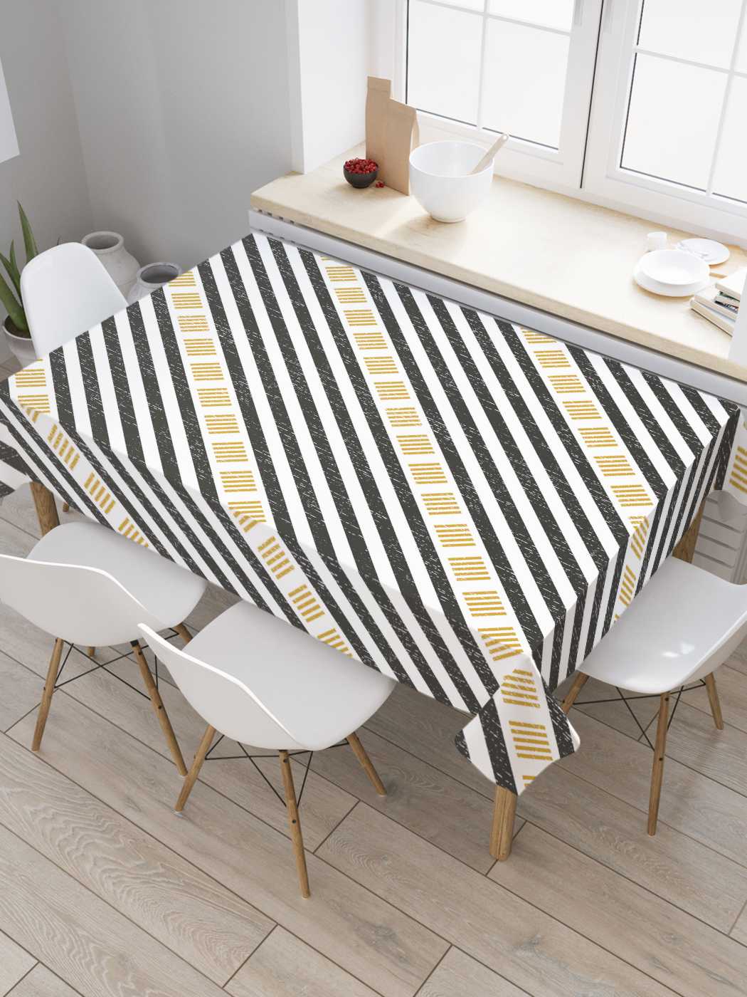

Скатерть прямоугольная JoyArty "Полосатая диагональ" из оксфорда, 180x145 см, Черный, Полосатая диагональ