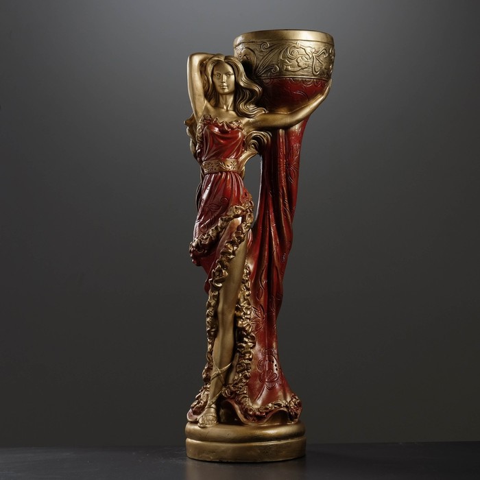 

Фигура с кашпо "Девушка Нимфа" красная, 40х88х30см, Красный;золотистый