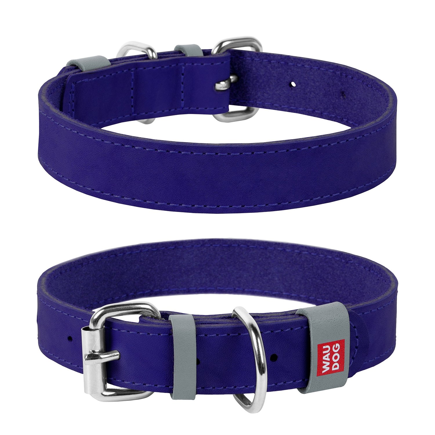 фото Ошейник для собак collar waudog classic кожа, фиолетовый, обхват шеи 30-39 см