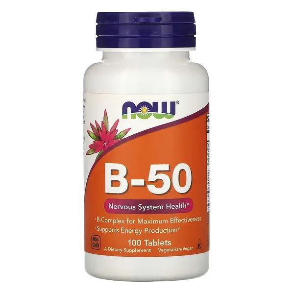 Комплекс витаминов группы В50 NOW B-50 complex 100 таблеток