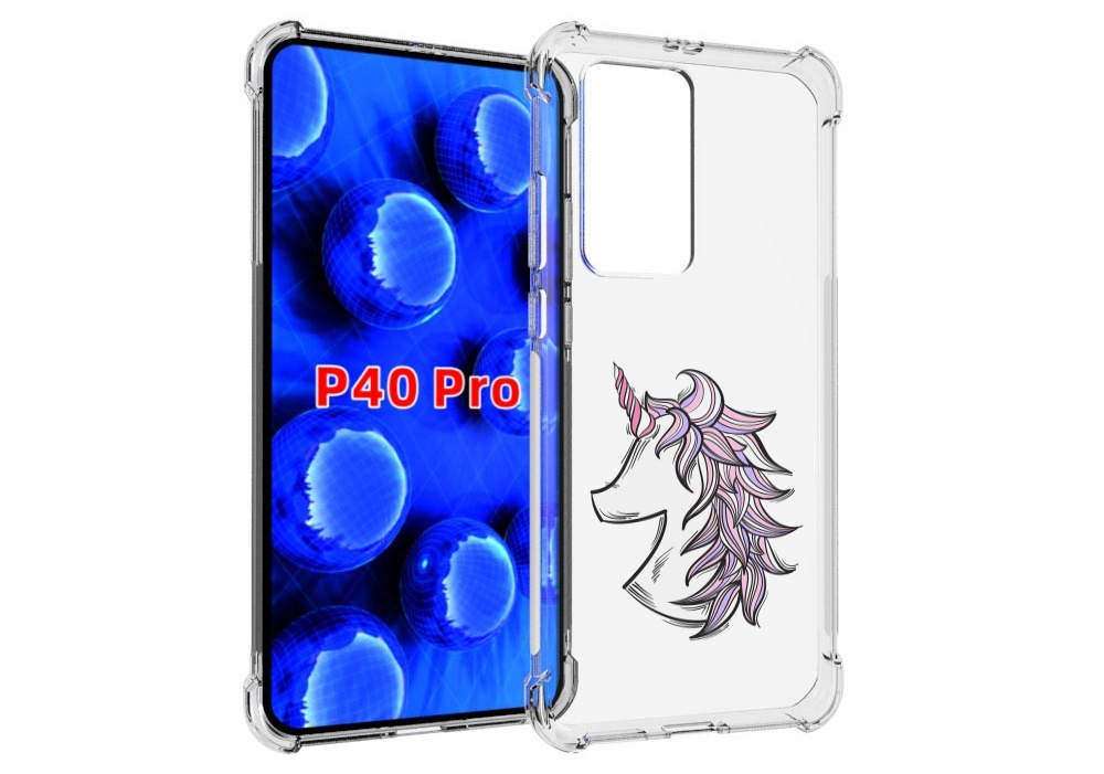 

Чехол MyPads единорог-рисунок для Huawei P40 Pro противоударный, Прозрачный, Tocco
