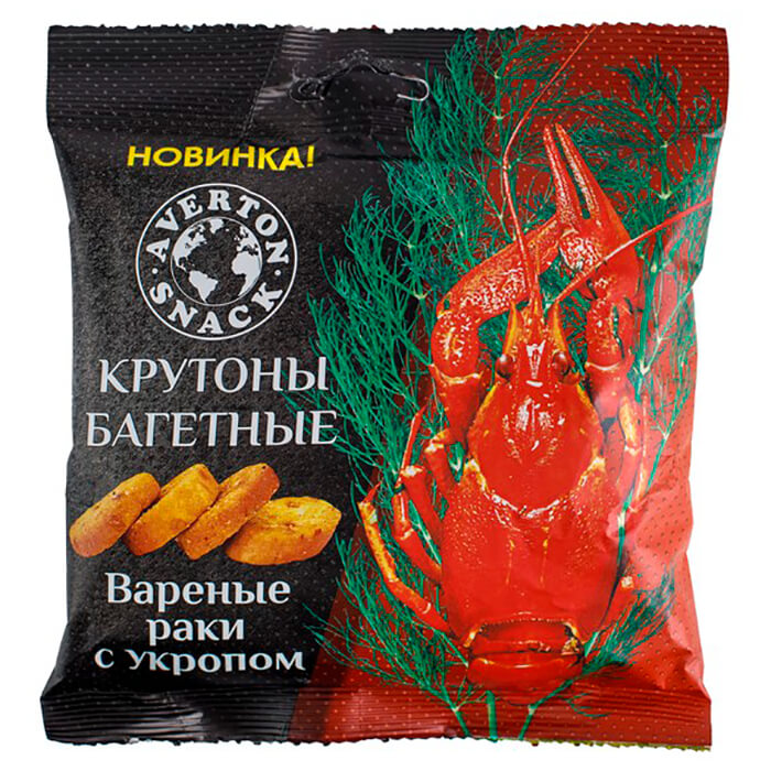 

Крутоны пшеничные Averton вареные раки с укропом 40 г