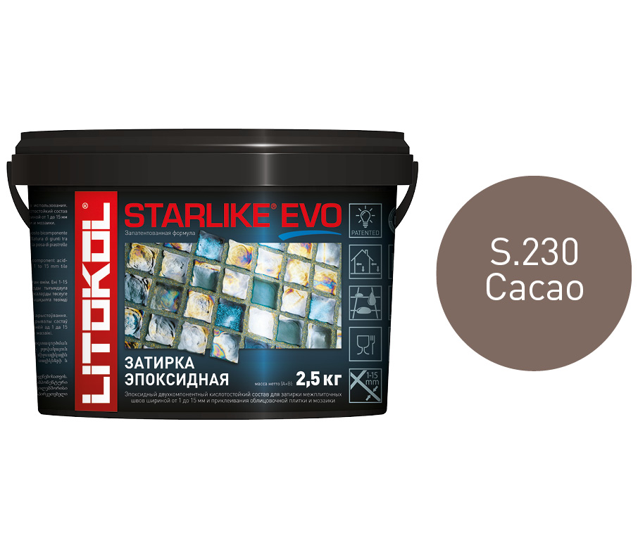 фото Затирка litokol starlike evo s.230 cacao, 2,5 кг