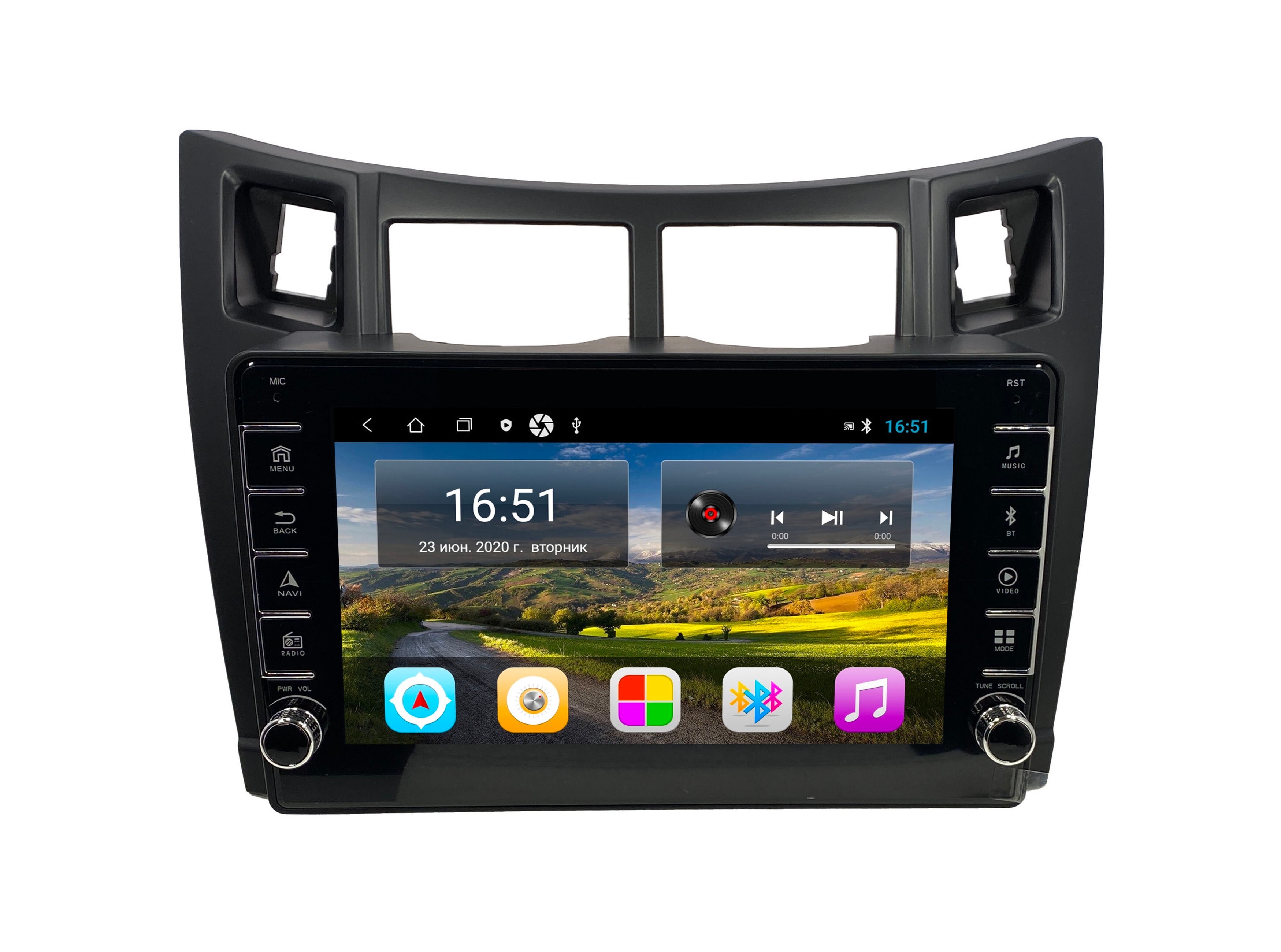 Автомагнитола ANDROID Toyota Yaris 2005-2012, Android 12, 2/32GB, с крутилками / Мультирул